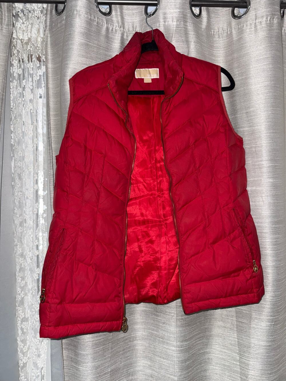 Michael Kors red quilted puffer vest